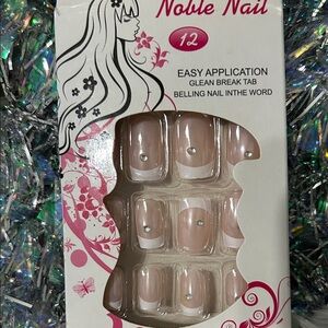 French Tip Nails with Rhinestones